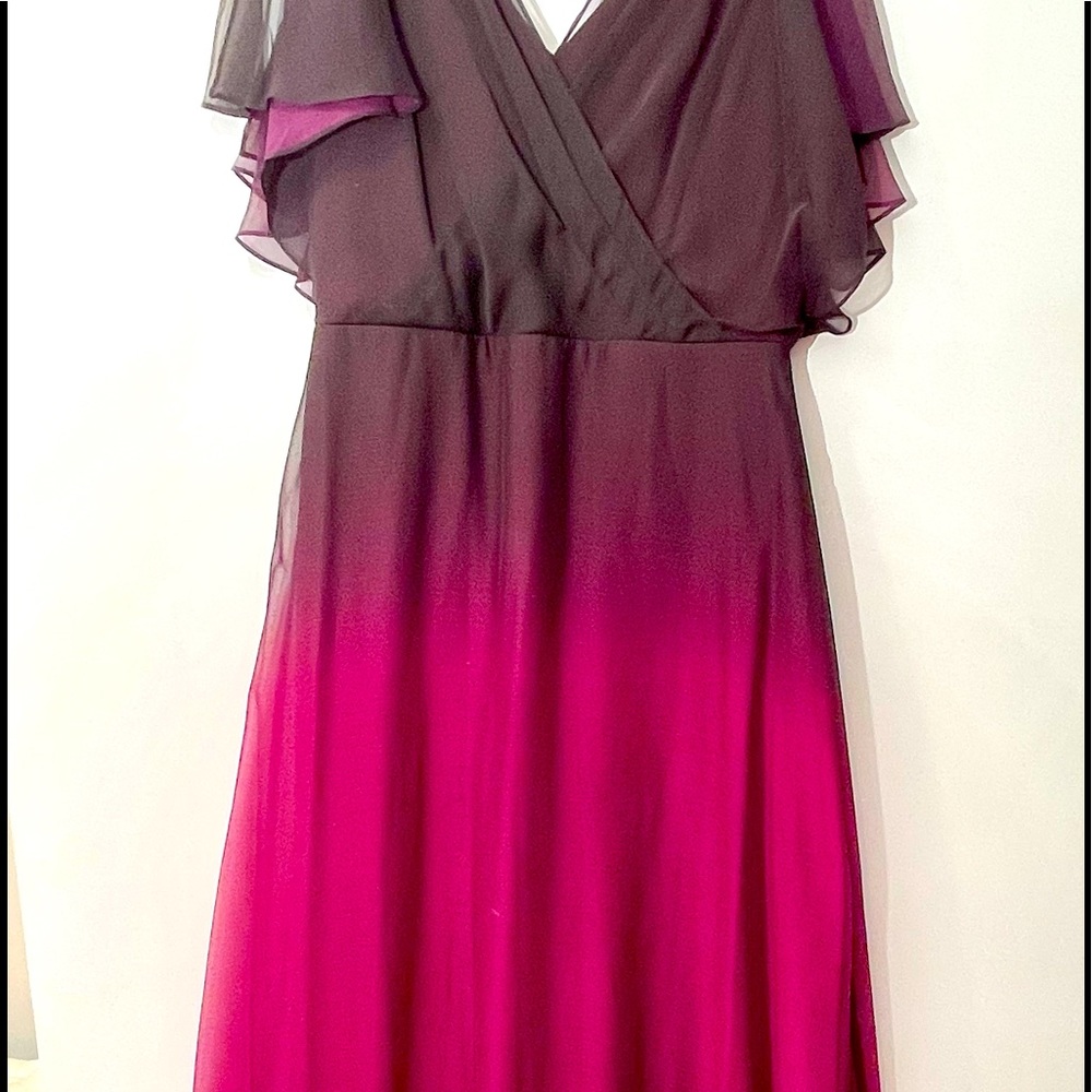 ONYX Nite Ombré long dress black to fuchsia pink